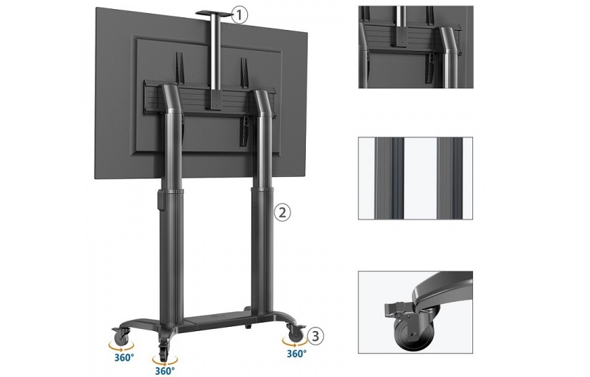 Các chi tiết của của giá đỡ màn hình di động NB TW100 nhìn từ mặt sau