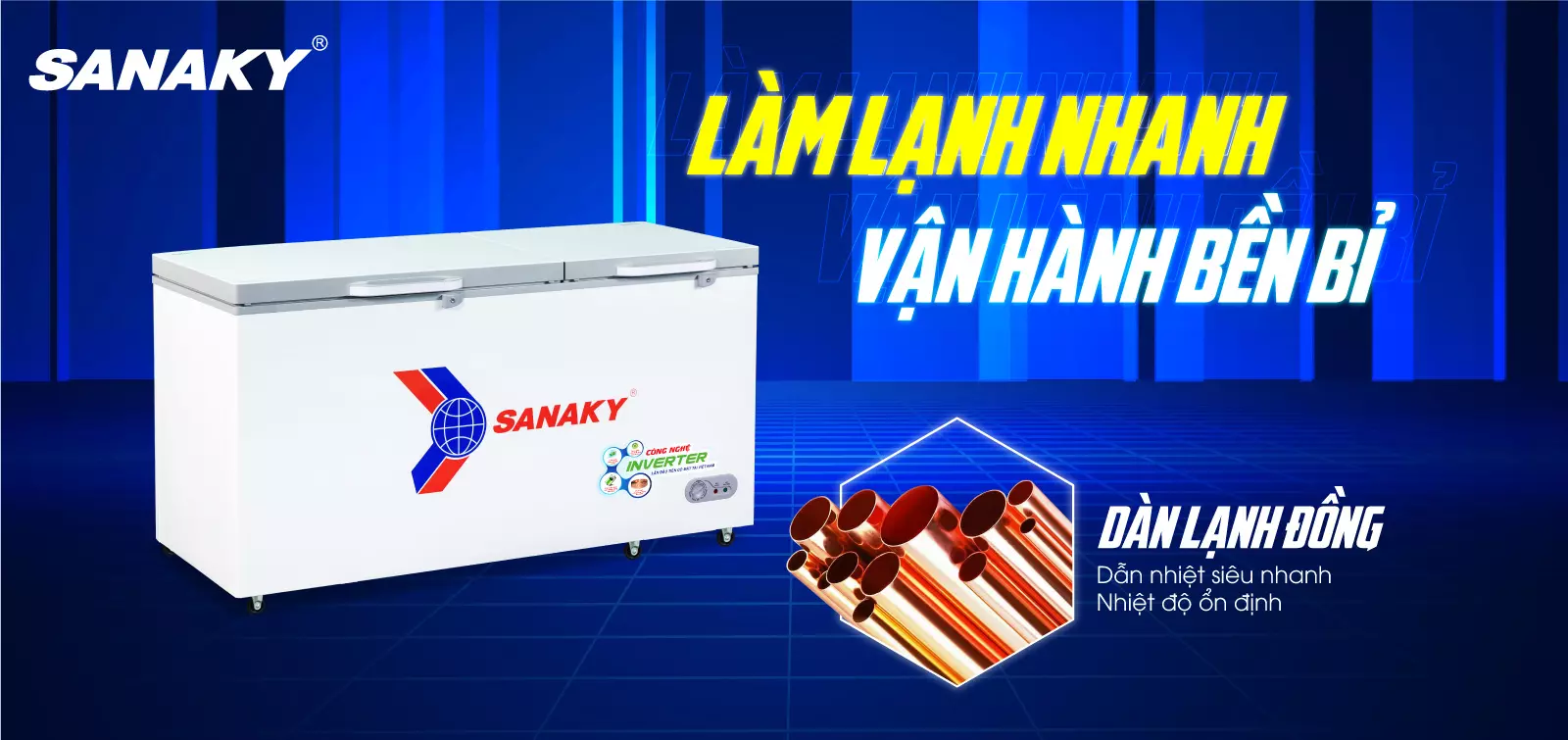 Dàn lạnh bằng đồng kết hợp công nghệ làm lạnh 360 độ
