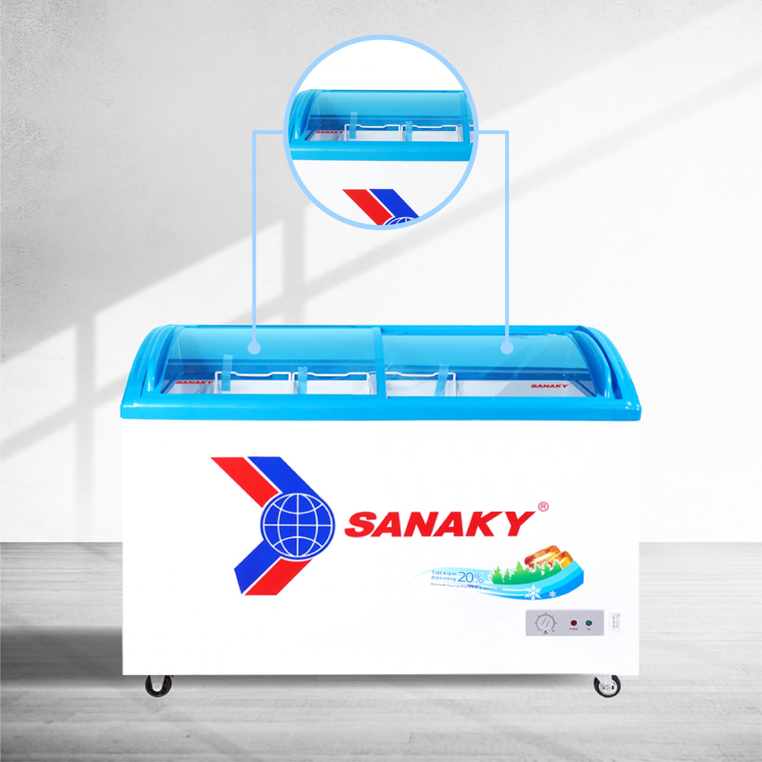 Tủ Đông Sanaky VH-4899K cánh kính, dàn lạnh đồng, dung tích 340 lít