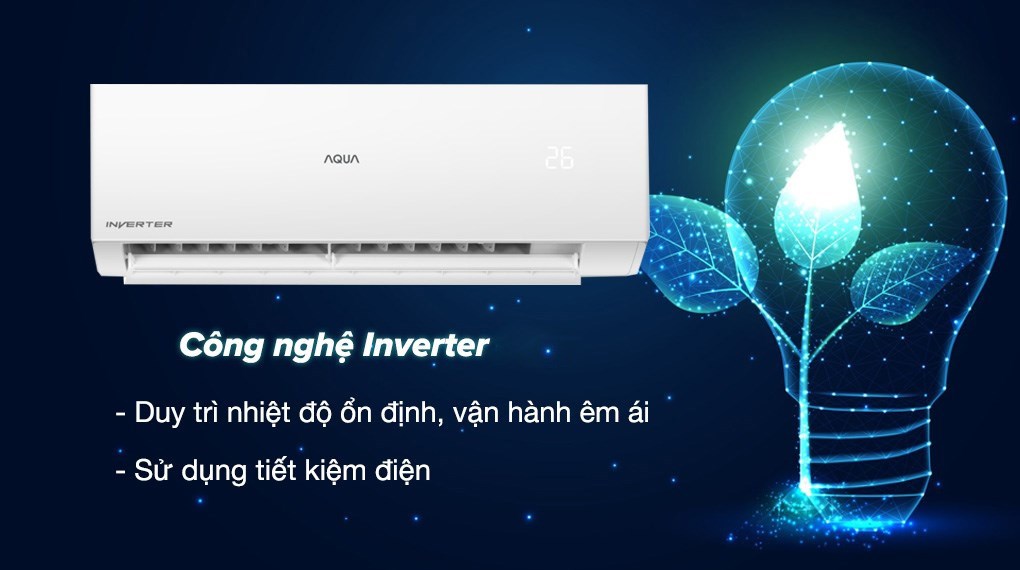Máy lạnh AQUA Inverter 2 HP AQA-RV18QE - Công nghệ Inverter Plus tiết kiệm điện, vận hành êm ái