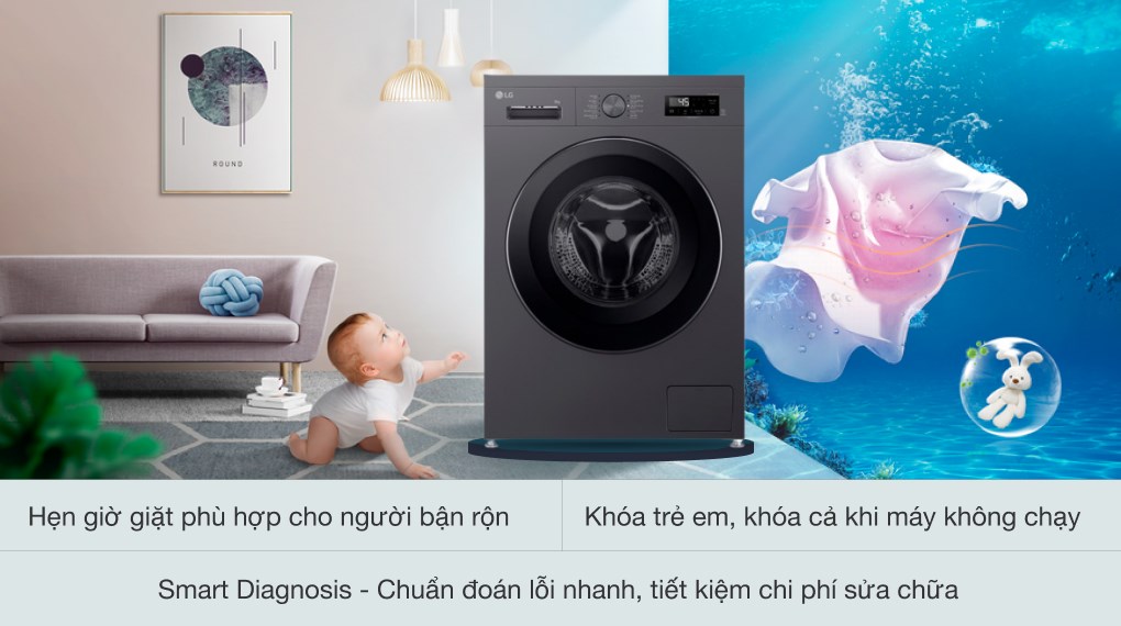 Máy giặt LG Inverter 9 kg FB1209S6M - Tiện ích