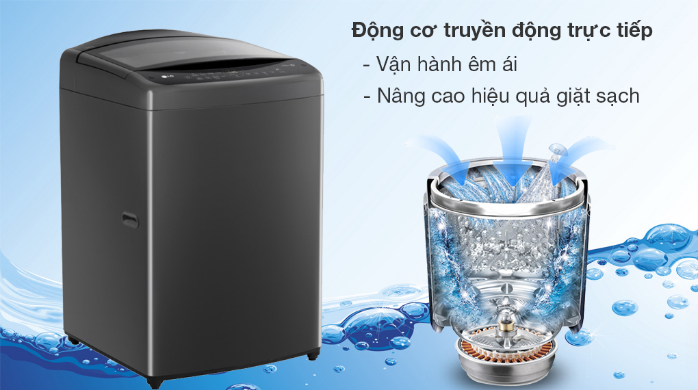 Máy giặt LG Inverter 18 kg TV2518DV3B - Động cơ truyền động trực tiếp vận hành êm ái, nâng cao hiệu quả giặt sạch quần áo