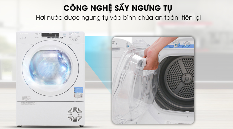 Công nghệ sấy ngưng tụ - Máy sấy Candy 9 Kg GVS C9DE-S