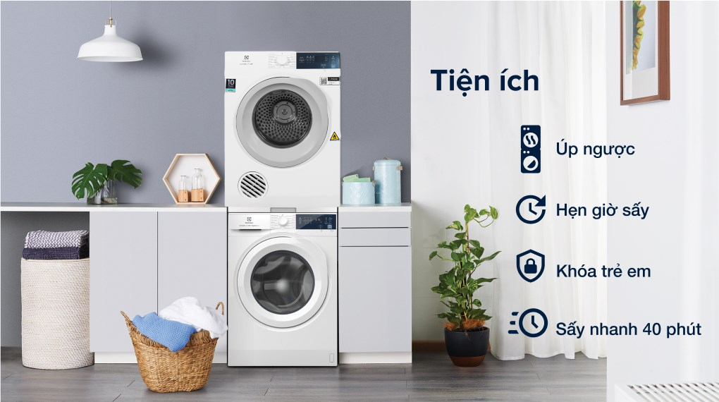 Máy sấy thông hơi Electrolux 8.5 kg EDV854J3WB - Tiện ích
