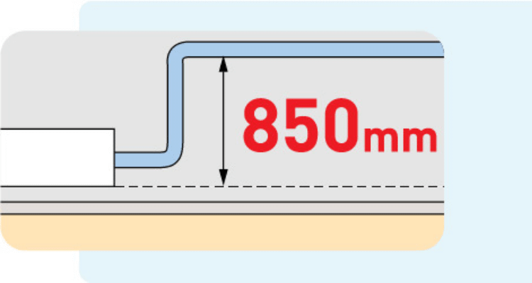Bơm thoát nước ngưng có thể bơm xả nước với độ cao lên đến 850mm