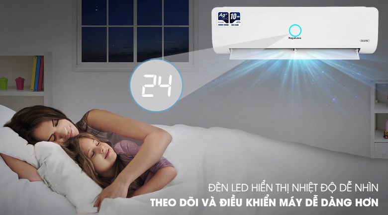 Máy lạnh Nagakawa Inverter 1 HP NIS-C09R2H10 - hiển thị nhiệt độ trên dàn lạnh