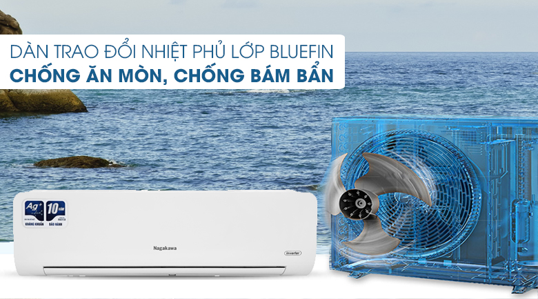 Máy lạnh Nagakawa Inverter 1 HP NIS-C09R2H10 - Chống ăn mòn BlueFin