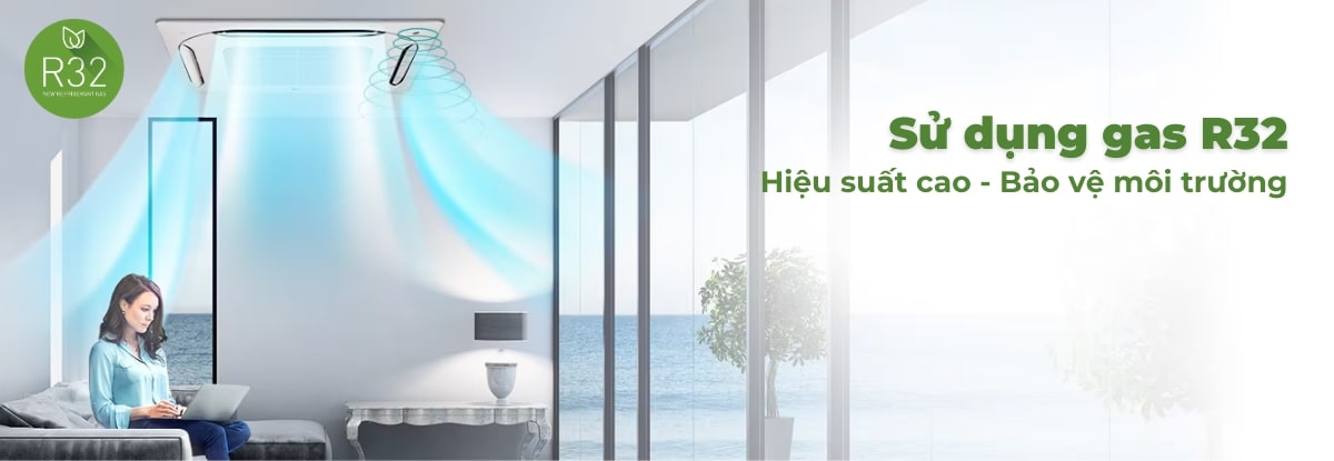 Máy lạnh âm trần LG sử dụng gas R32 thân thiện môi trường