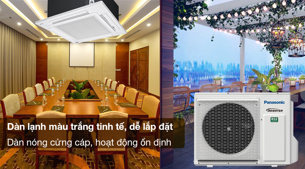 Máy lạnh âm trần Panasonic Inverter 2 HP S-1821PU3H/U-18PR1H5 - Dàn lạnh thiết kế màu trắng tinh tế, dễ lắp đặt và dàn nóng thiết kế cứng cáp, hoạt động ổn định