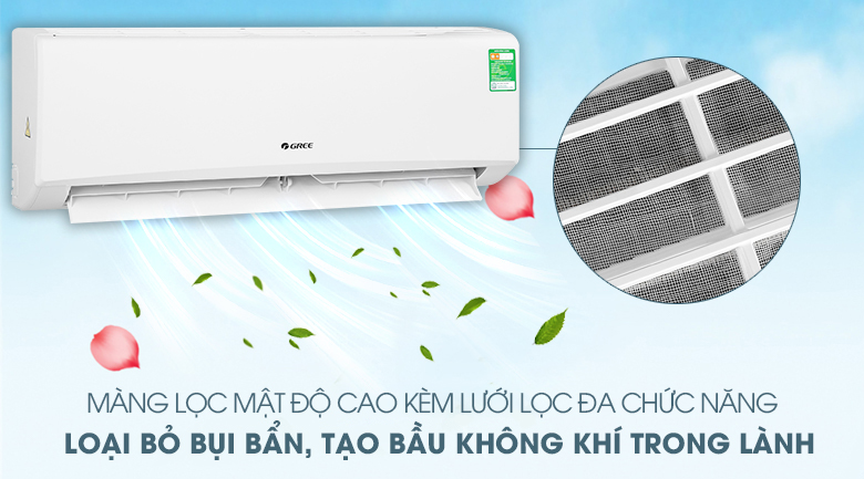 Máy lạnh Gree 1 HP GWC09KB-K6N0C4 - Màng lọc mật độ cao kèm lưới lọc đa chức năng