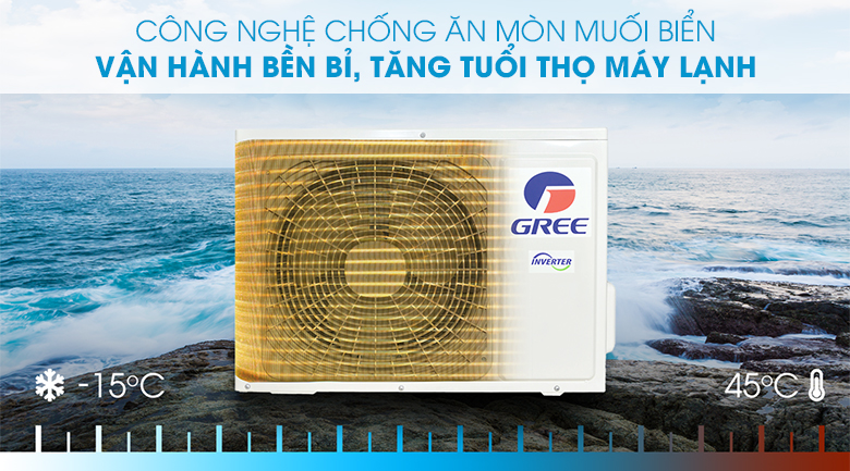 Máy lạnh Gree Inverter 2 HP GWC18PC-K3D0P4 - Công nghệ chống ăn mòn muối biển