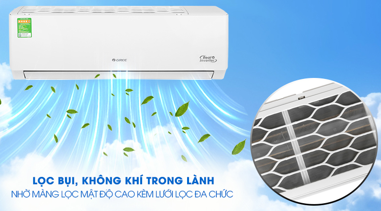 Máy lạnh Gree Inverter 1 HP GWC09PB-K3D0P4 - Màng lọc mật độ cao kèm lưới lọc đa chức năng