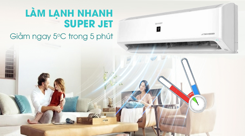 Làm lạnh nhanh - Máy lạnh Sharp Inverter 1 HP AH-XP10YHW