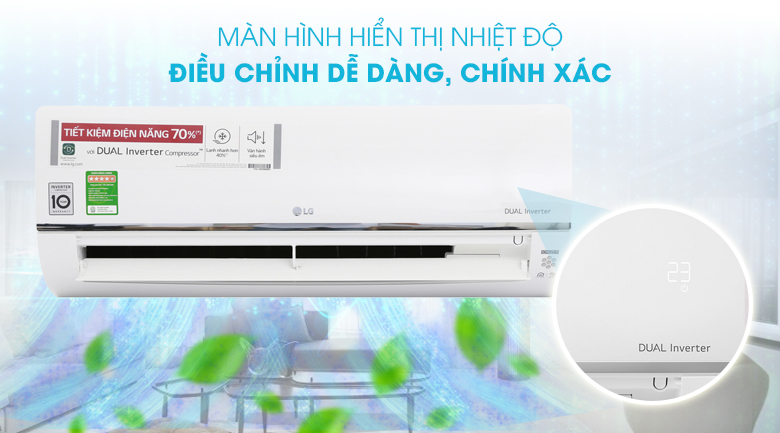 Máy lạnh LG Wifi Inverter 1 HP V10API - Màn hình hiển thị nhiệt độ