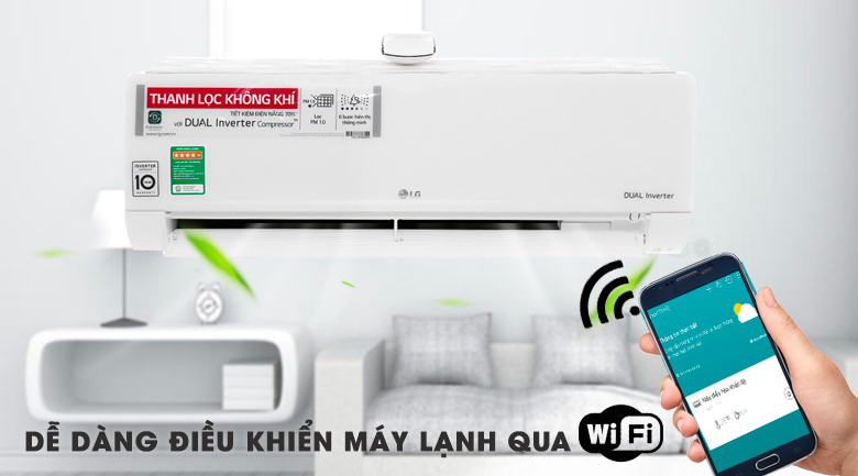 Điều khiển qua wifi - Máy lạnh LG Inverter 1.5 HP V13APF