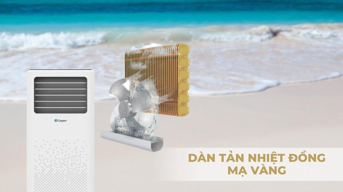 Máy sử dụng dàn tản nhiệt đồng mạ vàng bền bỉ